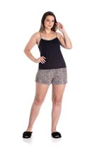 Pijama Curto Loja Zus de Onça Preto com Alças