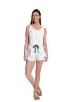 Pijama Curto Lunender Estampa Tropical Bege