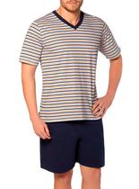 Pijama Curto Lupo 28021-001 Masculino Listrado Algodão T. P/XG