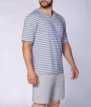 Pijama Curto Lupo 28021-001 Masculino Listrado Algodão T. P/XG