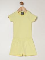 Pijama Curto Malha Algodão Infantil Para Bebê- AMARELO Pijama Curto Malha Algodão Infantil Para Bebê- AMARELO