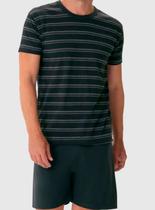 Pijama Curto Malwee 1000126771 Masculino Listrado Meia Malha Algodão T. M/GG