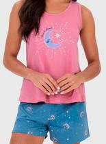 Pijama Curto Malwee 1000126805 Feminino Estampa Com Glitter Meia Malha Algodão T. P/XGG