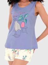 Pijama Curto Malwee 1000126805 Feminino Estampa Com Glitter Meia Malha Algodão T. P/XGG