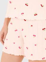 Pijama Curto Malwee 1000126823 Feminino Estampado Meia Malha Texturizada T. P/GG