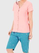 Pijama Curto Malwee 1000126826 Feminino Abertura Frontal Meia Malha T. P/XGG