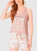 Pijama Curto Malwee 1000130669 Feminino Regata Estampado Malha Algodão T. P/GG