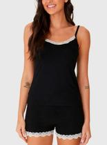 Pijama Curto Malwee 1000130687 Feminino Alças Finas Renda e Viscose Stretch T. P/GG