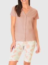 Pijama Curto Malwee 1000130699 Feminino Estampado Com Botões Malha Algodão T. P/XGG