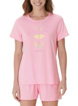 Pijama Curto Malwee 1000133037 Feminino Estampado Malha Algodão T. P/XGG