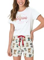 Pijama Curto Malwee 1000133165 Feminino Estampado Malha Algodão T. P/GG Pijama Curto Malwee 1000133165 Feminino Estampado Malha Algodão T. P/GG