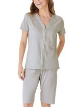 Pijama Curto Malwee 1000133192 Feminino Com Botões Malha Algodão T. P/XGG