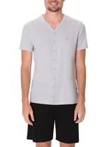 Pijama Curto Malwee 1000133222 Masculino Com Botões Meia Malha Algodão T. P/XGG