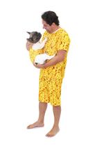 Pijama Curto Masculino e Roupa Pet Divertido Batata Frita