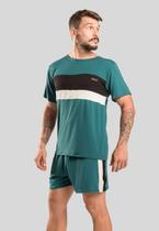 Pijama Curto Masculino em Viscose com Listras Verde Palace