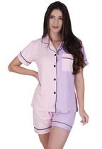 Pijama Curto Meio a Meio Concept Essentials Rosa