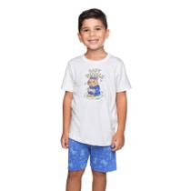 Pijama Curto Meninos Camiseta Off-White Capivara Gamer e Short Azul Have Fun Tamanho:2 anos Pijama Curto Meninos Camiseta Off-White Capivara Gamer e Short Azul Have Fun Tamanho:2 anos
