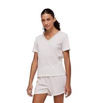 Pijama Curto Off White Com Renda Hering 7CQD Pijama Curto Off White Com Renda Hering 7CQD