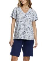 Pijama Curto Paulienne 437.75 Feminino Estampado Renda e Malha Algodão T. 42/52
