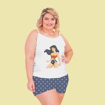 Pijama curto Plus Size, Personagem, Tecido Soft Trend, Tamanho 54