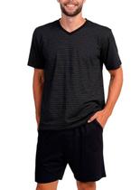 Pijama Curto Podiun 268025 Masculino Com Bolsos Fio Tinto Listrado Algodão T. P/GG Pijama Curto Podiun 268025 Masculino Com Bolsos Fio Tinto Listrado Algodão T. P/GG