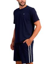 Pijama Curto Podiun 268026 Masculino Com Bolsos Faixa Lateral Algodão T. P/GG Pijama Curto Podiun 268026 Masculino Com Bolsos Faixa Lateral Algodão T. P/GG