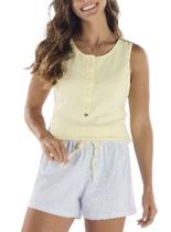 Pijama Curto Pzama 040546 Feminino Peitilho Com Botões Algodão T. P/GG