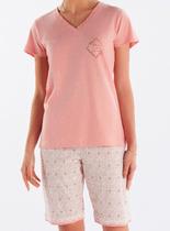 Pijama Curto Pzama 050278 Feminino Estampado Algodão T. M/EG