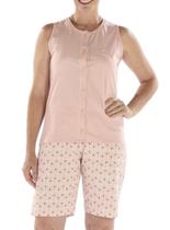 Pijama Curto Pzama 050300 Feminino Abertura Frontal Estampado Meia Malha T. M/EG Pijama Curto Pzama 050300 Feminino Abertura Frontal Estampado Meia Malha T. M/EG
