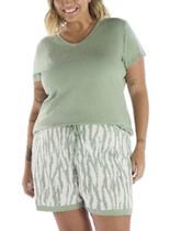 Pijama Curto Pzama 090235 Feminino Plus Size Listrado Meia Malha T. 50/54 Pijama Curto Pzama 090235 Feminino Plus Size Listrado Meia Malha T. 50/54