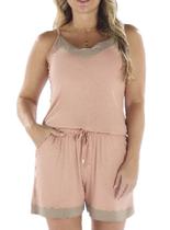 Pijama Curto Pzama 100259 Feminino Decote V Recortes Viscolycra T. P/GG