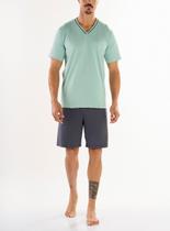 Pijama Curto Pzama 6012.242 Masculino Gola V Algodão T. M/GG Pijama Curto Pzama 6012.242 Masculino Gola V Algodão T. M/GG