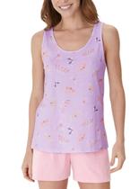 Pijama Curto Regata Malwee 1000132822 Feminino Estampado Malha Algodão T. P/GG