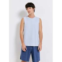 Pijama Curto Regata Masculino Básico Em Algodão Azul XXG Hering