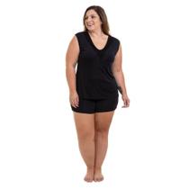 Pijama Curto Regata Preto Liganete Sepie 1051-PL Plus Size
