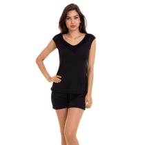 Pijama Curto Regata Preto Sepie 1051 Liganete