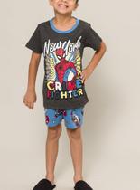 Pijama Curto Spider Man 52.27.0002 Infantil Poliéster E Viscose T. 04/10