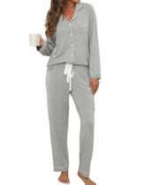 Pijama de amamentação ZMJ para hospital de manga comprida XXL Grey Pijama de amamentação ZMJ para hospital de manga comprida XXL Grey