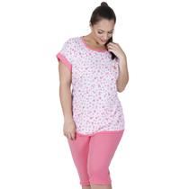 Pijama De Calor meia estação Manga Curta Calça Curta Bermuda Pescador