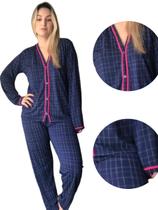 Pijama de Frio estampado com botões estampado cirúrgico amamentar Pijama Inverno