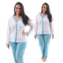 Pijama De Frio Feminino Longo Inverno Aberto Pós Cirúrgico Maternidade