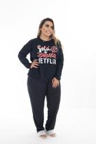 Pijama De Frio Feminino Longo Plus Size Estampado Desenhos