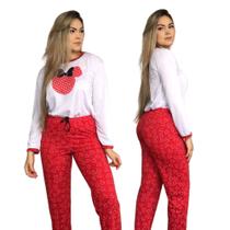 Pijama de Frio Feminino Manga Comprida e Calça Longa Inverno
