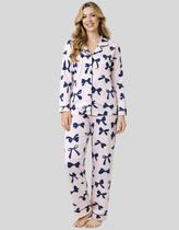 Pijama de Frio Feminino Manga Longa com Botão e Calça Quentinha Amamentação, Pós Cirúrgico