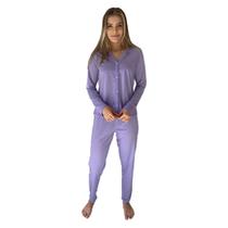 Pijama de Frio Malha com Botões Feminino