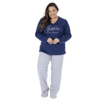 Pijama De Frio Mulher Plus Size Tecido Canelado Roupa De Dormir Grande Tamanhos Especiais