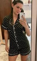 Pijama de gola Flame - Preto / Branco