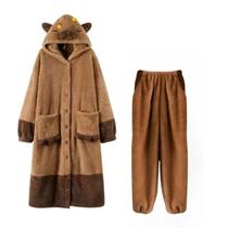 Pijama De Inverno Adulto Em Veludo Quente, Macacão De Capivara Em Pelúcia Macia, Robe Noturno,