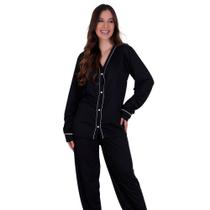 Pijama de Inverno Americano com Botões para Amamentação Manga Longa e Calça Janaina