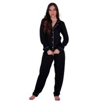 Pijama de Inverno com Gola Americano com Botões para Amamentação Manga Longa e Calça - c3 PJ MAYARA